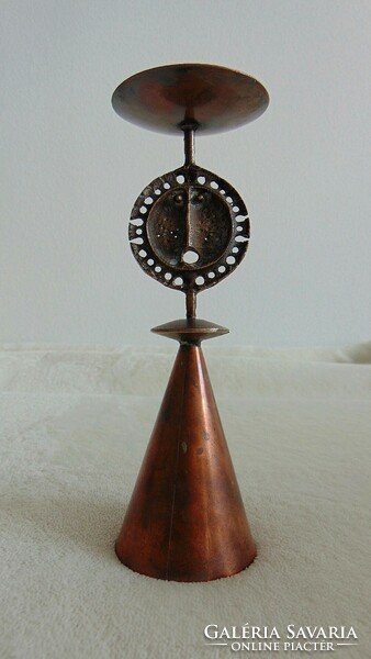 Mid century industrial bronze, copper candle holder