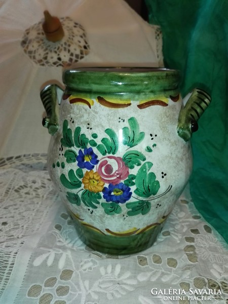 Hand painted, Italian vintage, bastard ..... Flower vase, ceramic.