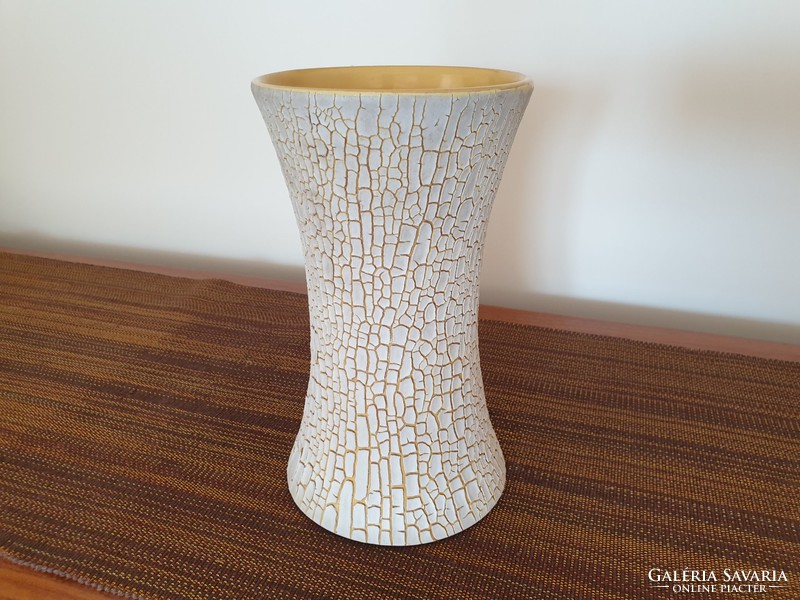 Old retro cracked glazed ceramic vase