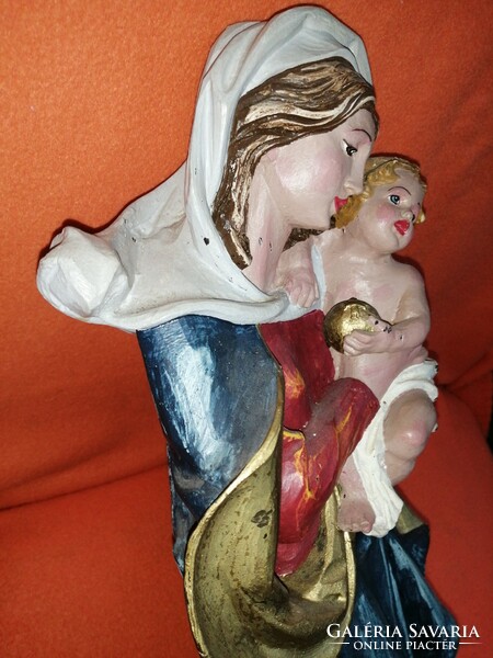 Nagyméretű, viasz, Szűz Mária kezében a kisdeddel Jézussal.Falidísz.