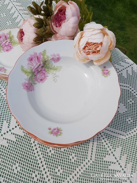 18 db ritka rózsás Zsolnay tányérok tányér 6 lapos 6 mély és 6 süteményes Gyűjtői étkészlet