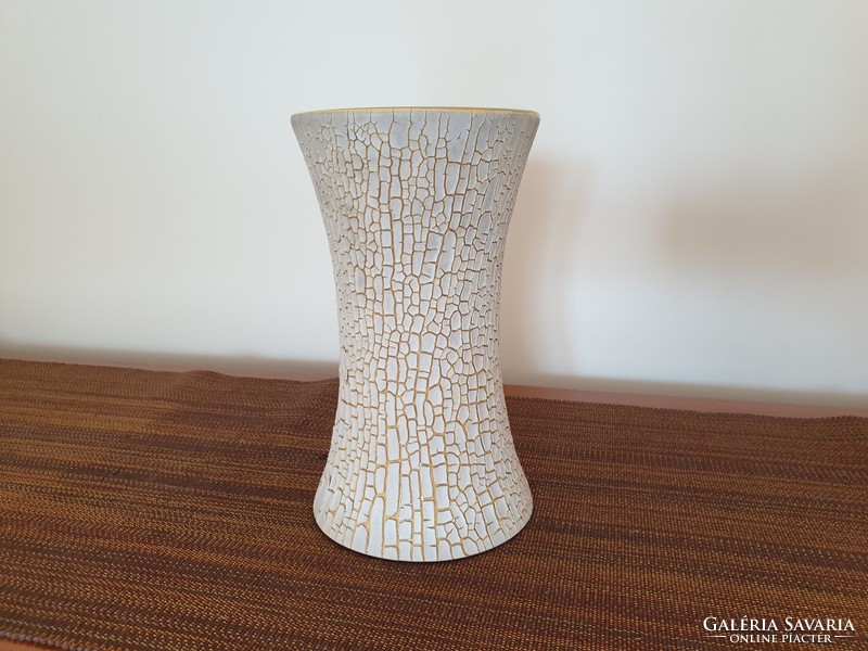 Old retro cracked glazed ceramic vase