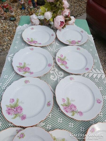 18 Pcs rare pink Zsolnay plates plate 6 flat 6 deep and 6 cake collector's tableware