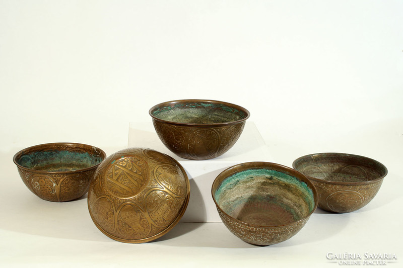 5pcs qajar copper pot pot bowl 13x6cm | Islamic Middle Eastern Persian Iran