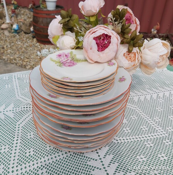 18 Pcs rare pink Zsolnay plates plate 6 flat 6 deep and 6 cake collector's tableware
