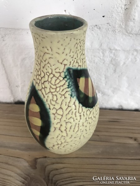 Modern ceramic vase with shattered glaze