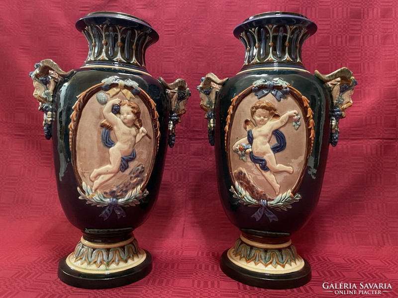 Old pair of satire head vases 36cm !!