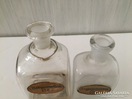 19th Century Pharmacy Bottles with Earthworm and Bergamot Oil