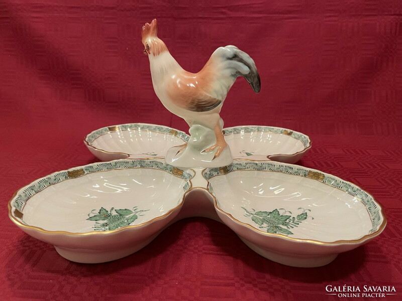 Herend's wonderful serving bowl with rooster tongs