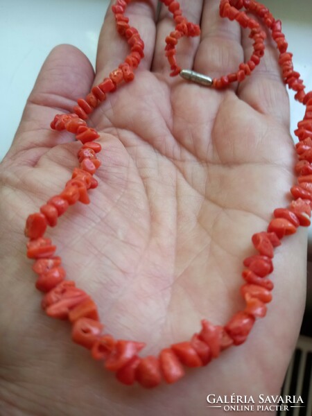 Antique natural real salmon coral necklace
