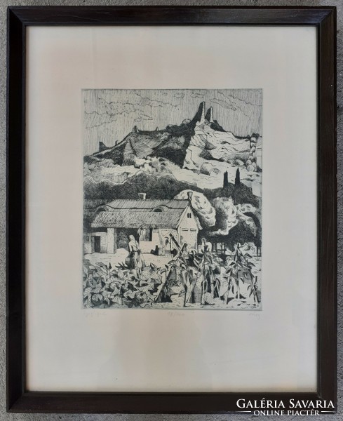 Mária Túry (1930-1992): Szigliget - numbered etching