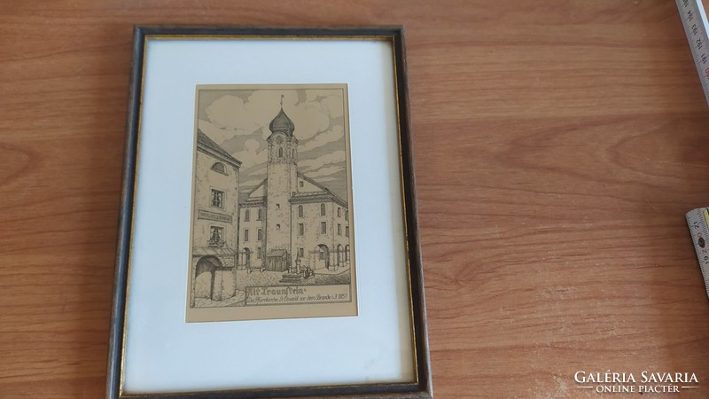 (K) old small etching or lithograph