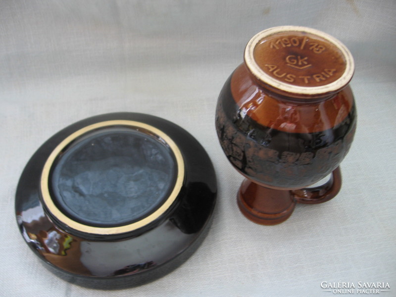 Retro collector gmundner ceramic bowl and jug vase pair