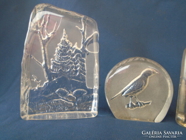 3 pcs costa acid etched artwork really curiosity marked costa crystal glass