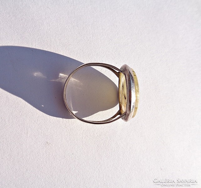 Large rutile quartz stone silver ring