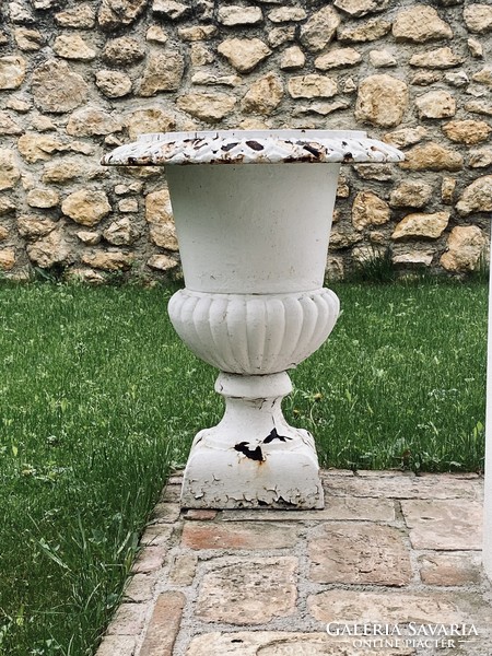Huge antique cast iron garden vases