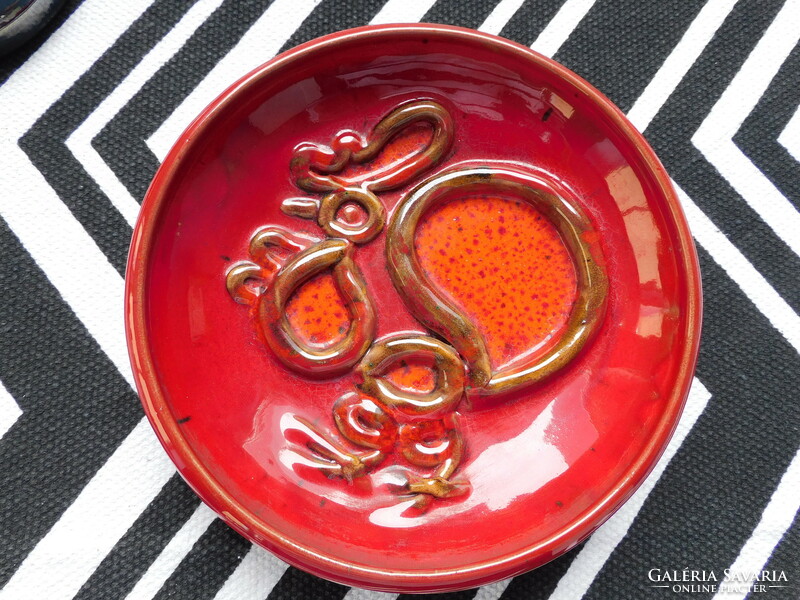 Retro ceramic craftsman rooster bowl - Elizabeth Sárai Elizabeth - 22.5 Cm