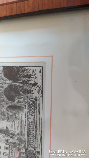 (K) old small etching or lithograph