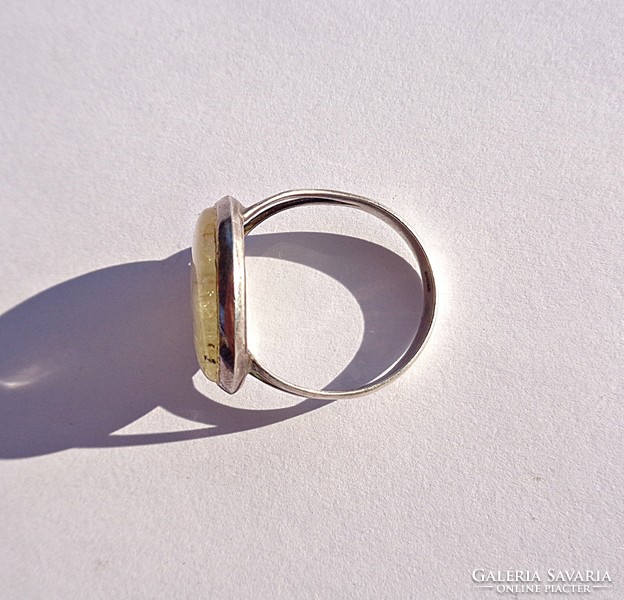 Large rutile quartz stone silver ring