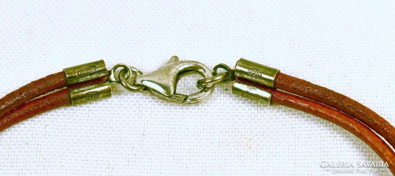 Modern designer leather strap with silver bracelet