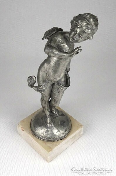 1I732 antique putin tin statue on pedestal 23 cm