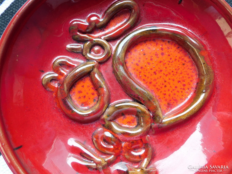 Retro ceramic craftsman rooster bowl - Elizabeth Sárai Elizabeth - 22.5 Cm