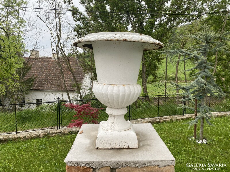 Huge antique cast iron garden vases