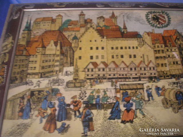 U14 VARRODOBOZNAK ,IRATOKNAK  is  Antik Nürnbergi 41 x 30 x 17cm süteményes díszdoboz ritkaság