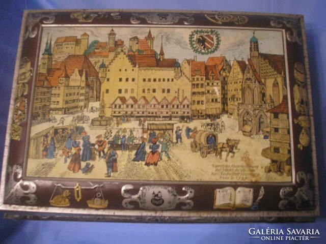 U14 sewing box, also for documents, antique Nuremberg cake gift box 41 x 30 x 17cm rarity