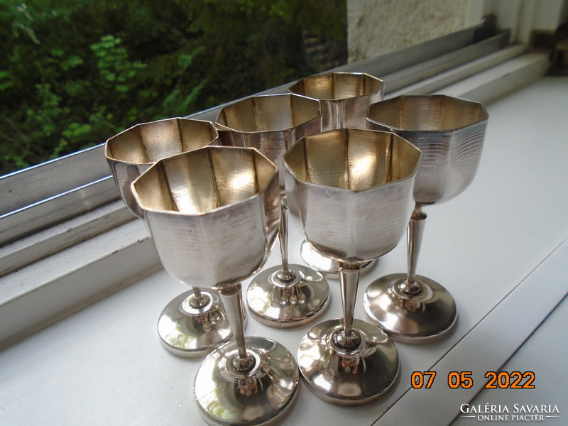Set of silver-plated octagonal glasses