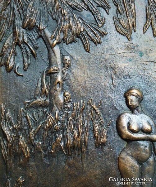 Bronze plaque of John Kocsornyik: Susanna and the elders