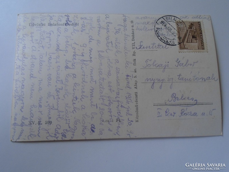 D190300  Régi képeslap - Balaton Balatonfüred 1954