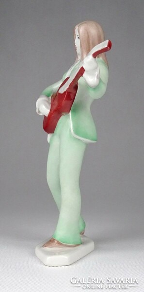 1I743 Jelzett ritka Aquincumi porcelán gitározó lány figura 16 cm