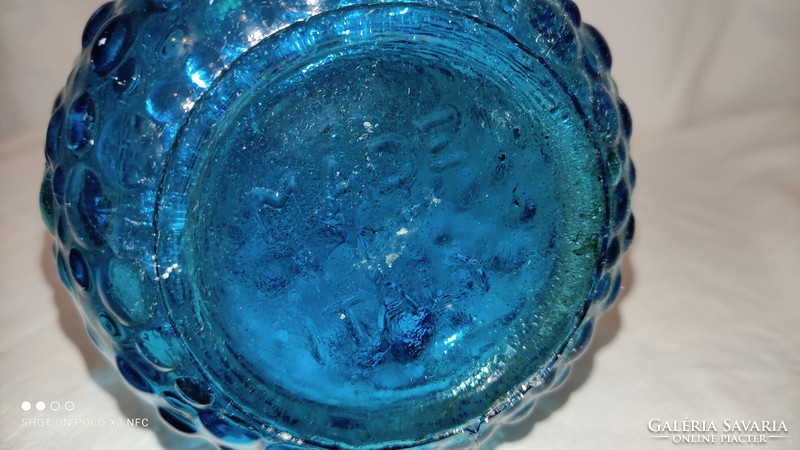 EMPOLI Bütykös kék likőrös üveg váza olasz jelzett Italy