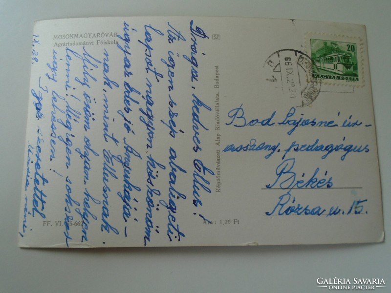 D190299 old postcard - Mosonmagyaróvár College of Agricultural Sciences 1966