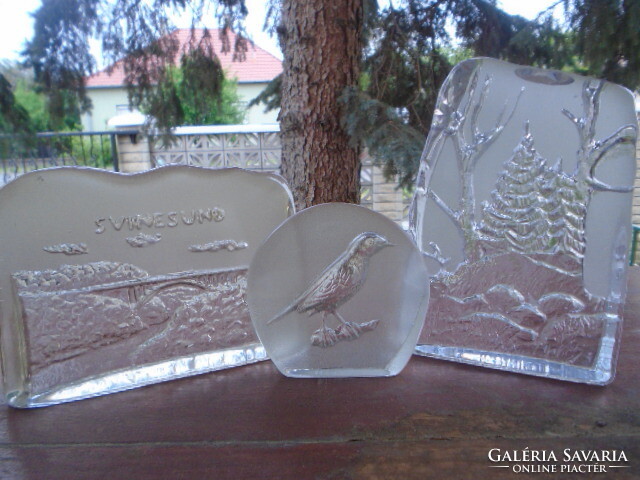 3 pcs costa acid etched artwork really curiosity marked costa crystal glass