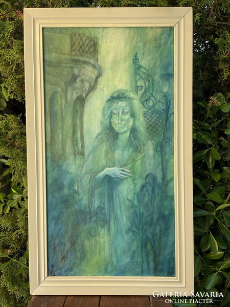 Unselfish sign: young girl in the castle garden 1987 92x53,5cm !!!!