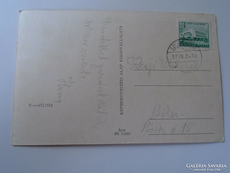 D190295 old postcard - plum castle - fishpond - 1950's
