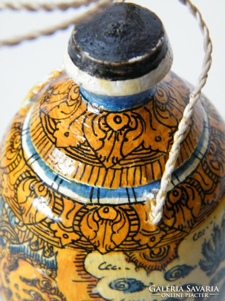 Oriental (Japanese or Chinese) painted, lacquered wooden bottle, holder