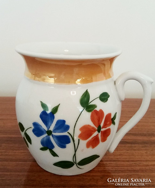 Old vintage porcelain small jar with floral mug 9 cm