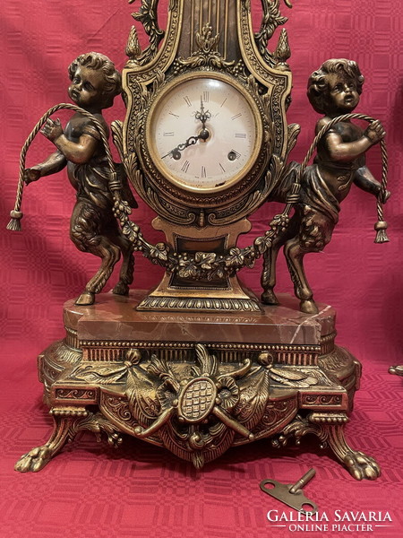 Huge figural fireplace clock set