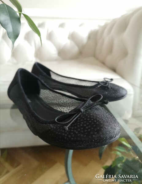 Graceland 39 black textile tulle ballerina shoes