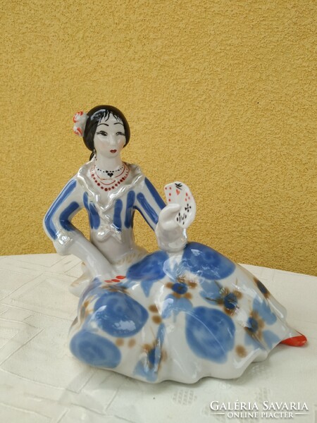 Porcelain sculpture, ornament, playing card girl for sale!