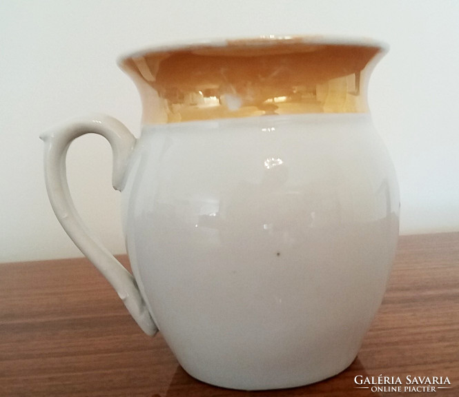 Old vintage porcelain small jar with floral mug 9 cm