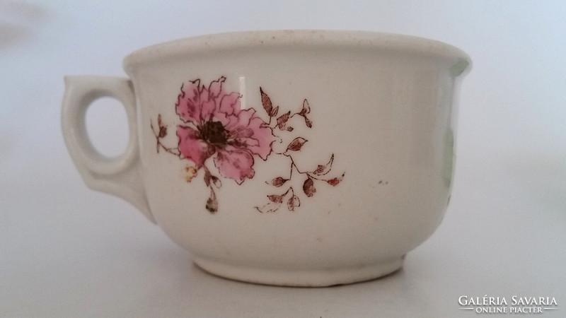 Régi komacsésze vastagfalú antik porcelán bögre virágos csésze