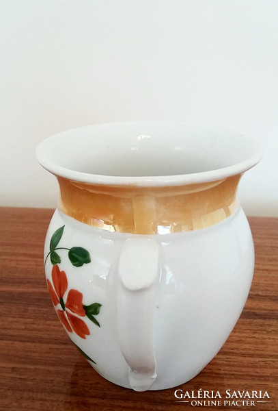 Old vintage porcelain small jar with floral mug 9 cm