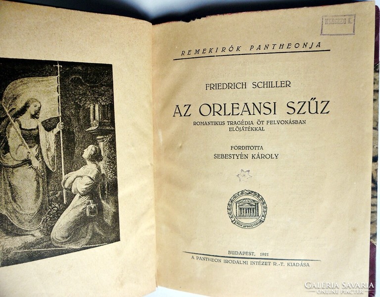 Friedrich Schiller: Az orleansi szűz / Pantheon, 1921