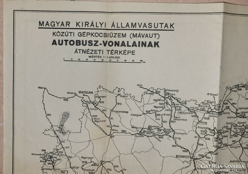Magyar Királyi Államvasutak Közúti Gépkocsiüzem Autobusz-vonalainak térképe