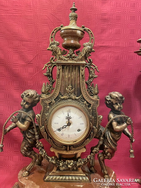 Huge figural fireplace clock set