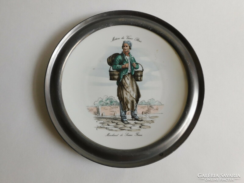 French f.D. Chauvigny decorative plate - old Parisian crafts / bucket shop 22.5 Cm